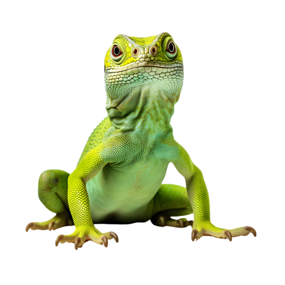 AI generated Green chameleon on transparent background png file