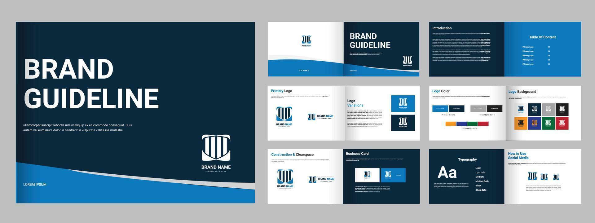 Brand guidelines template and corporate identity template vector