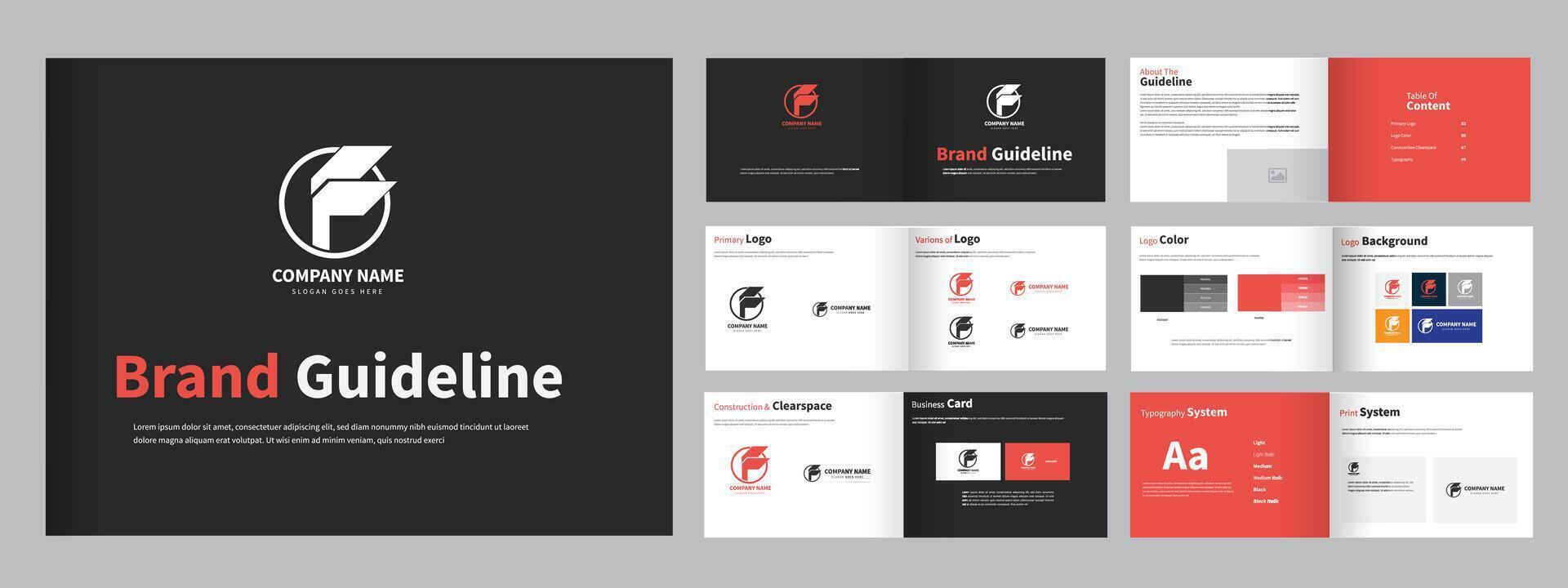 Brand guidelines template and corporate identity template vector