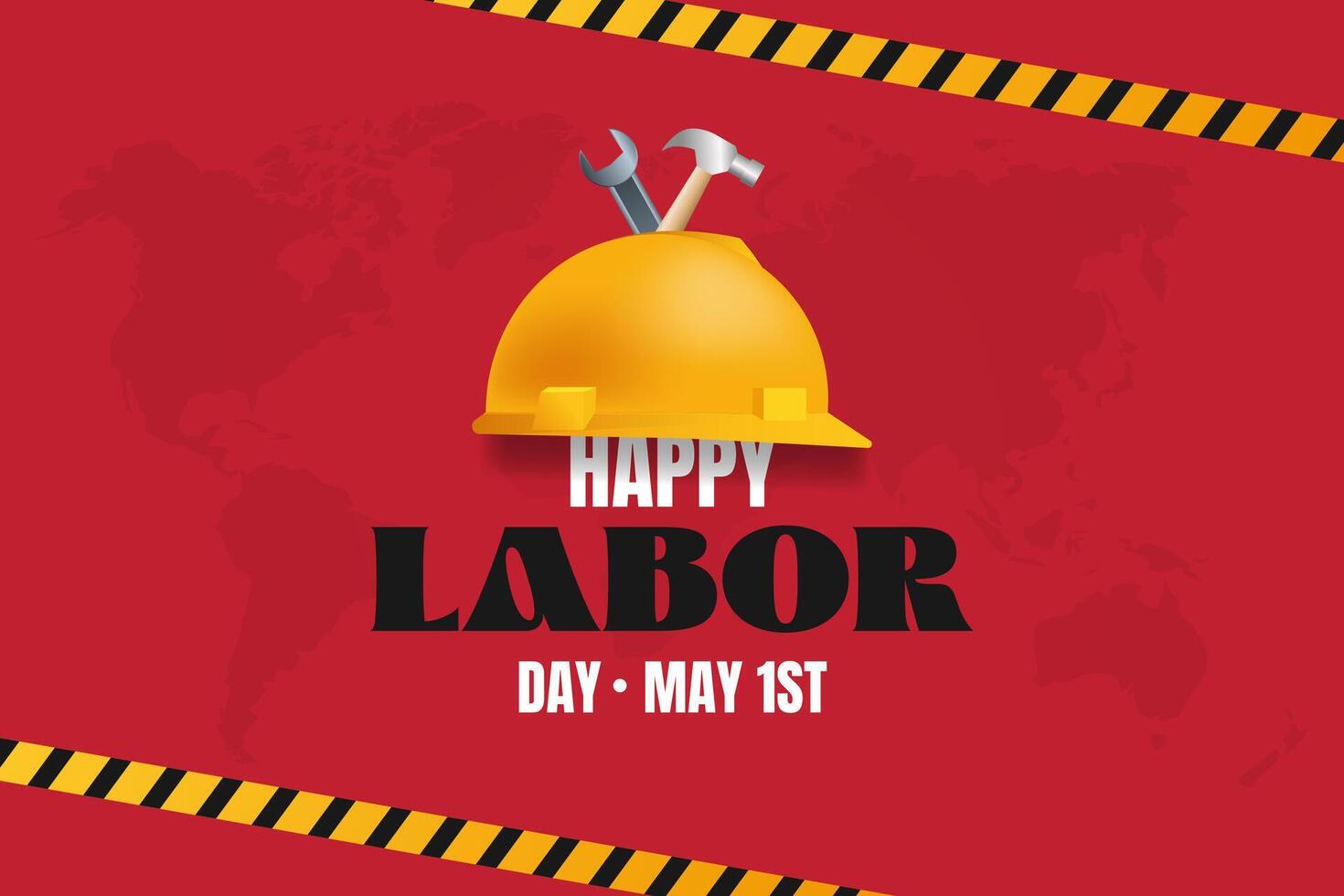 Happy Labor Day May 1st. May Day banner of international workers day with equipments work illustration vector