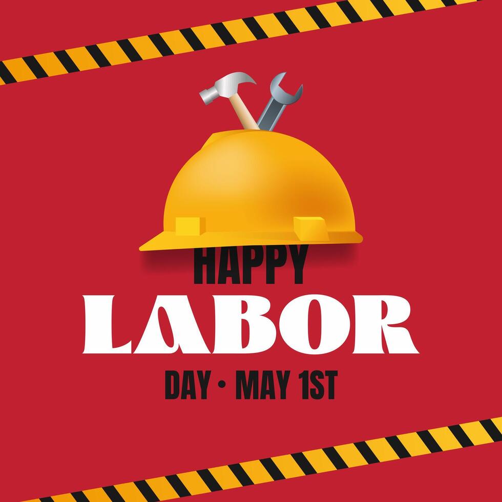 Happy Labor Day May 1st of international workers day with equipments work illustration vector