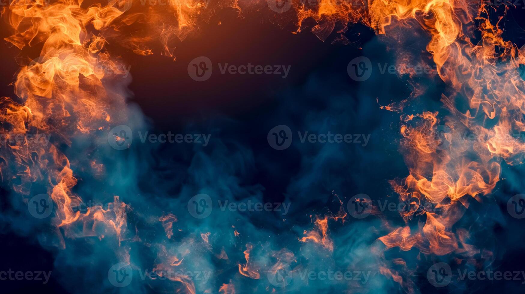 AI Generated Fiery dance. abstract flame and smoke background photo
