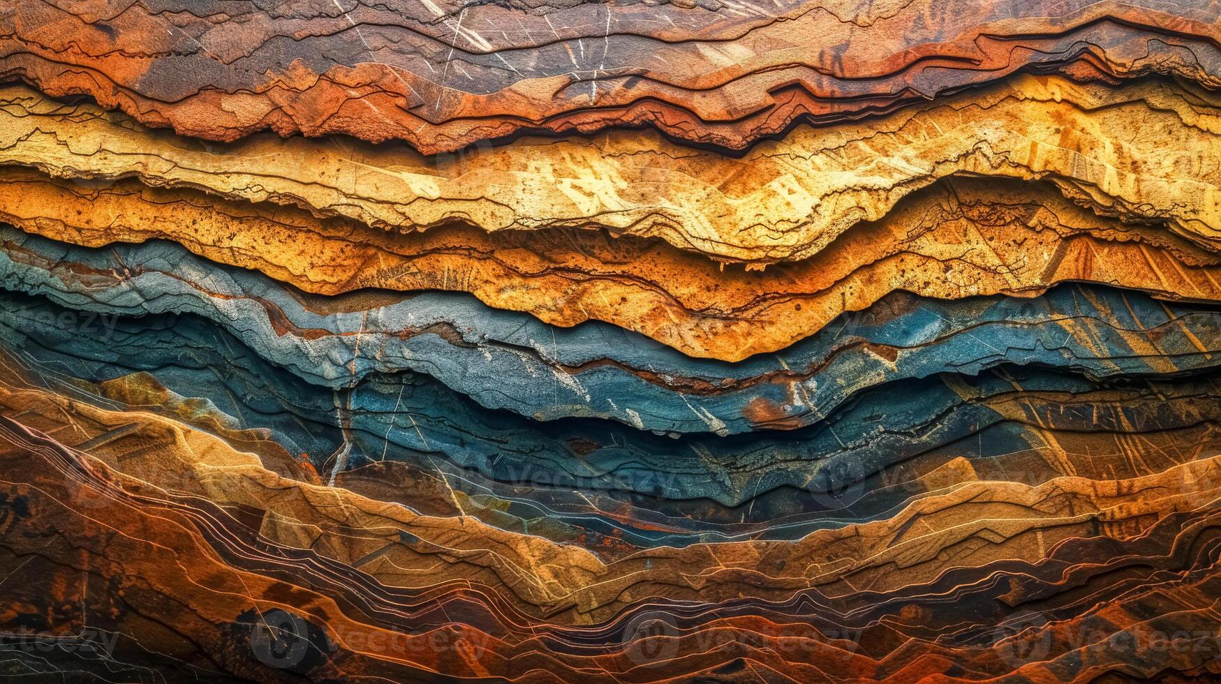 AI Generated Colorful layered rock formation texture photo