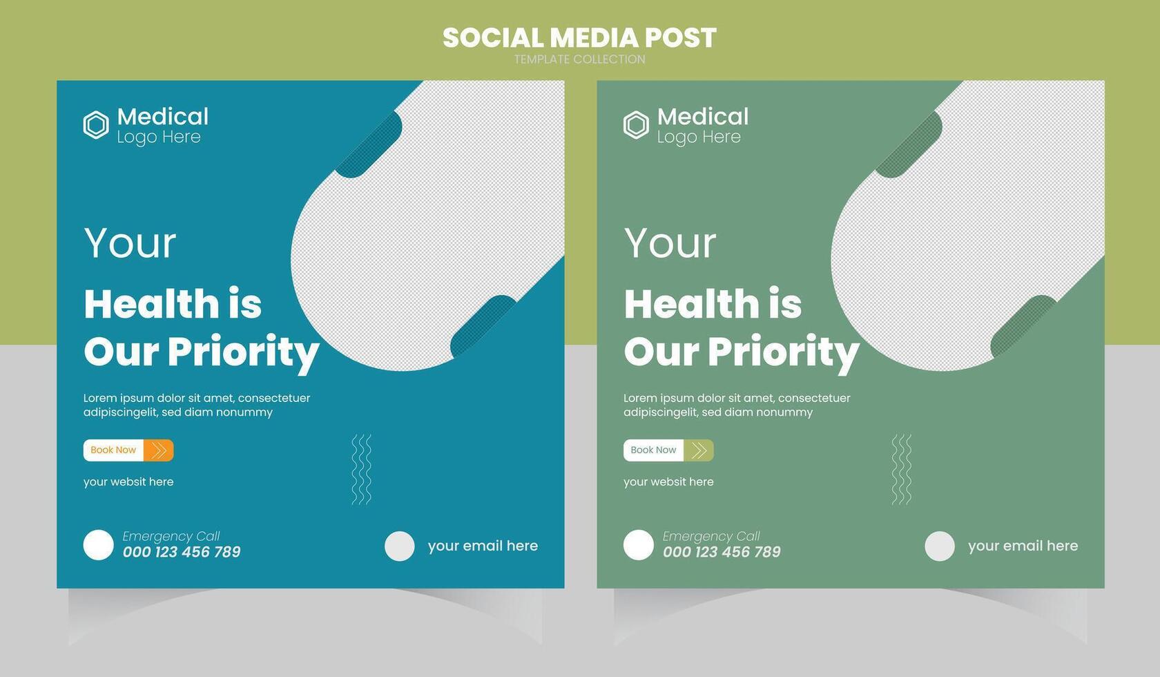 Medical healthcare template for instagram post vector