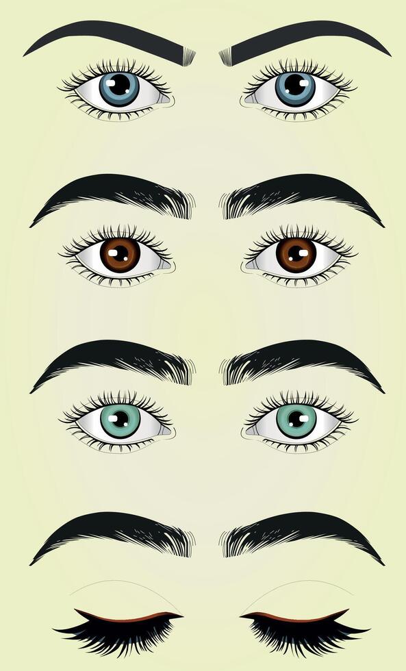 some colorful beautiful eyes vector art