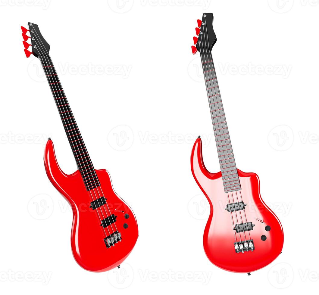 red guitar with white background photo