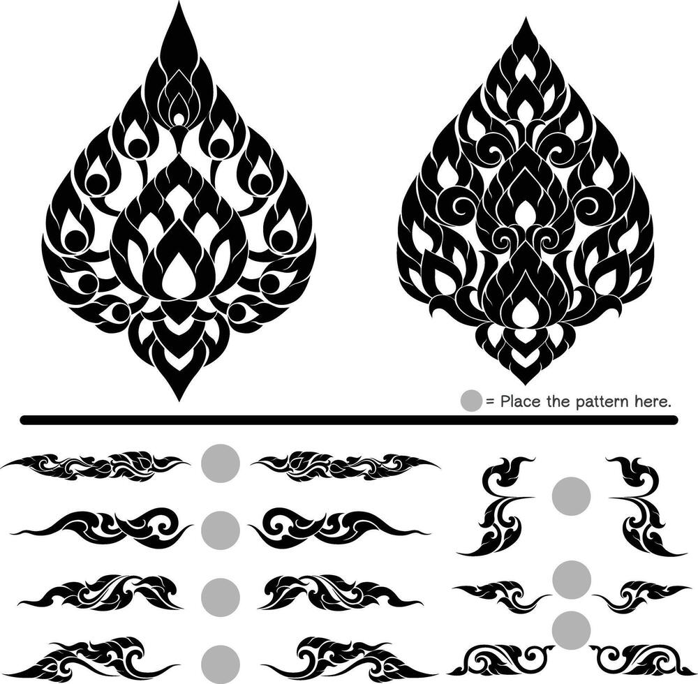 Traditional Thai Art with a Silhouette Style for Decoration vector