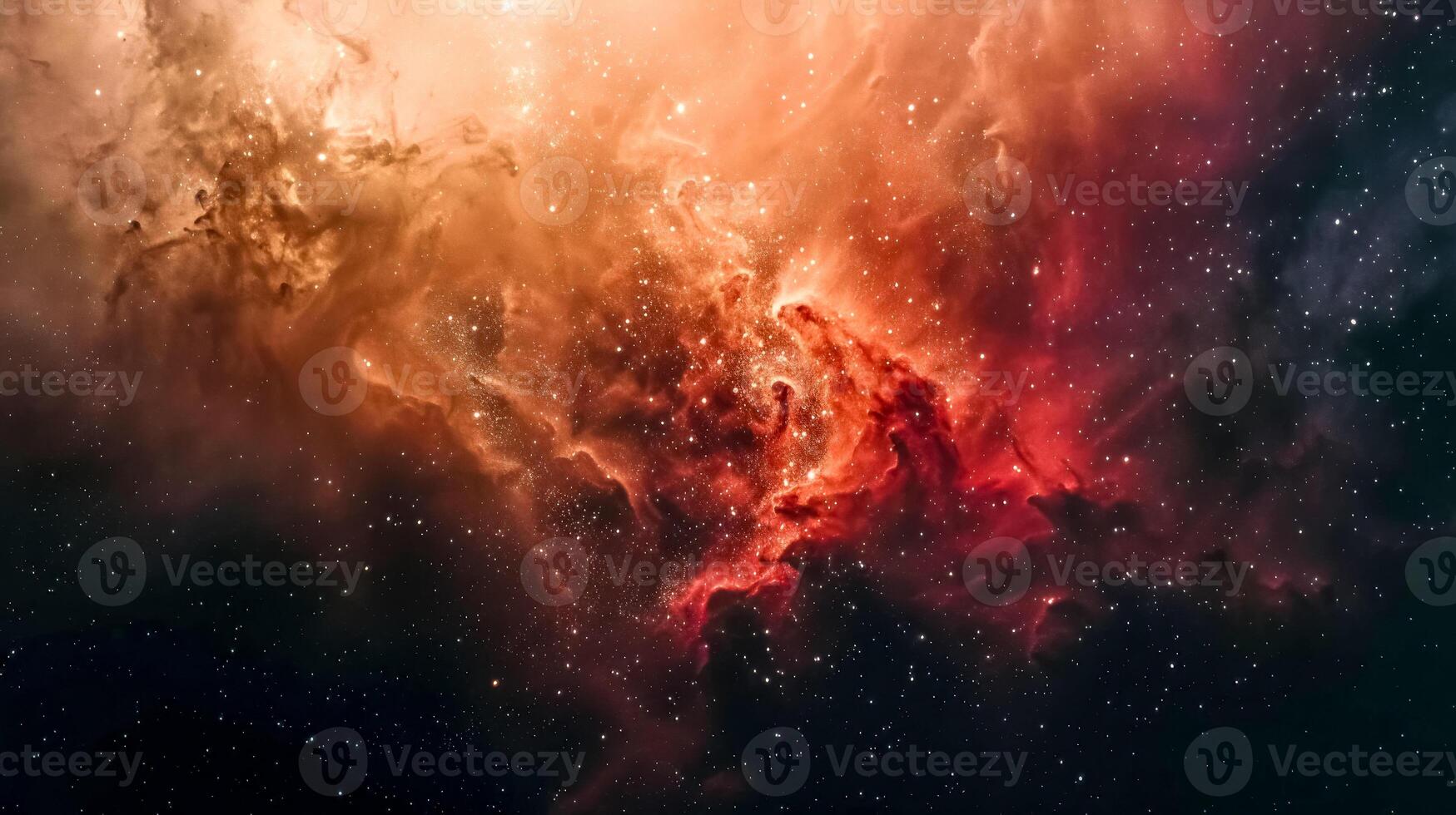 AI Generated Cosmic inferno. a vibrant nebula in deep space photo