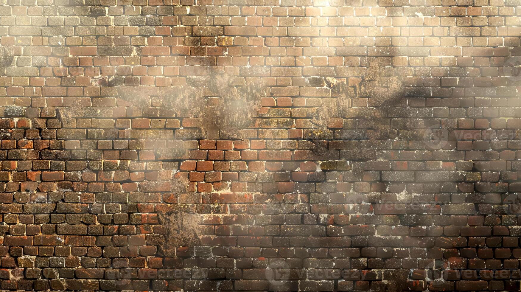 AI Generated Vintage brick wall texture with light beam photo