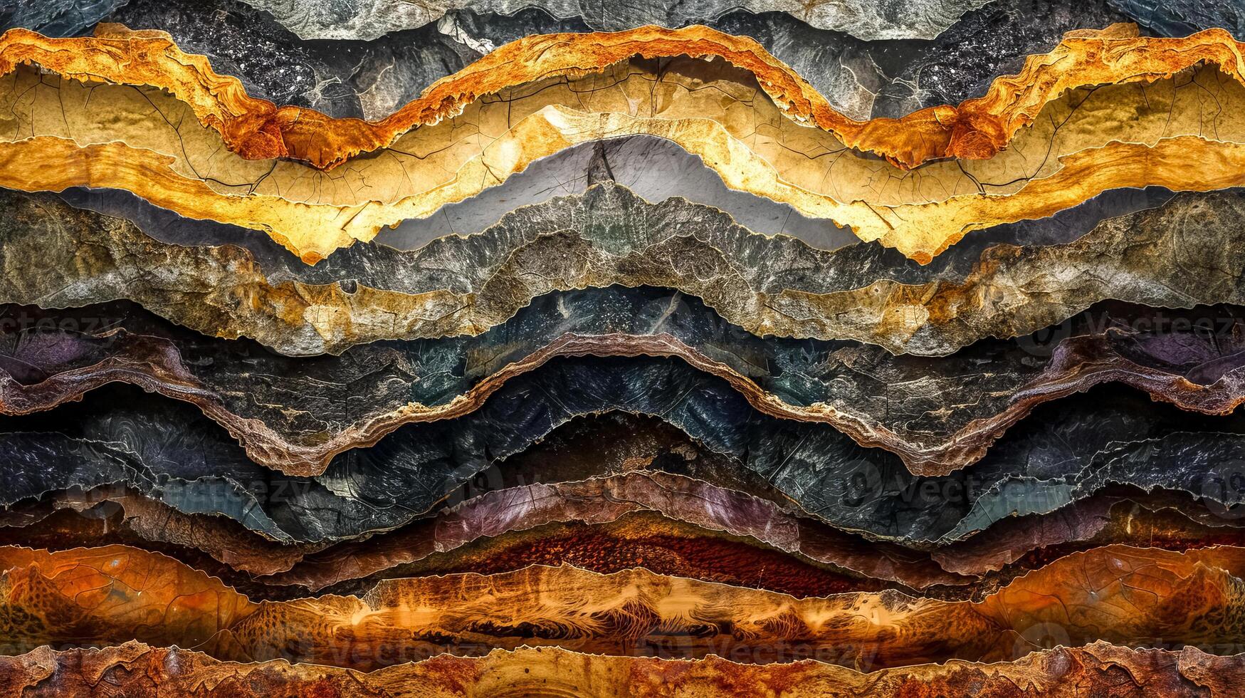 AI Generated Vibrant digital art of layered earth textures forming a symmetrical pattern photo