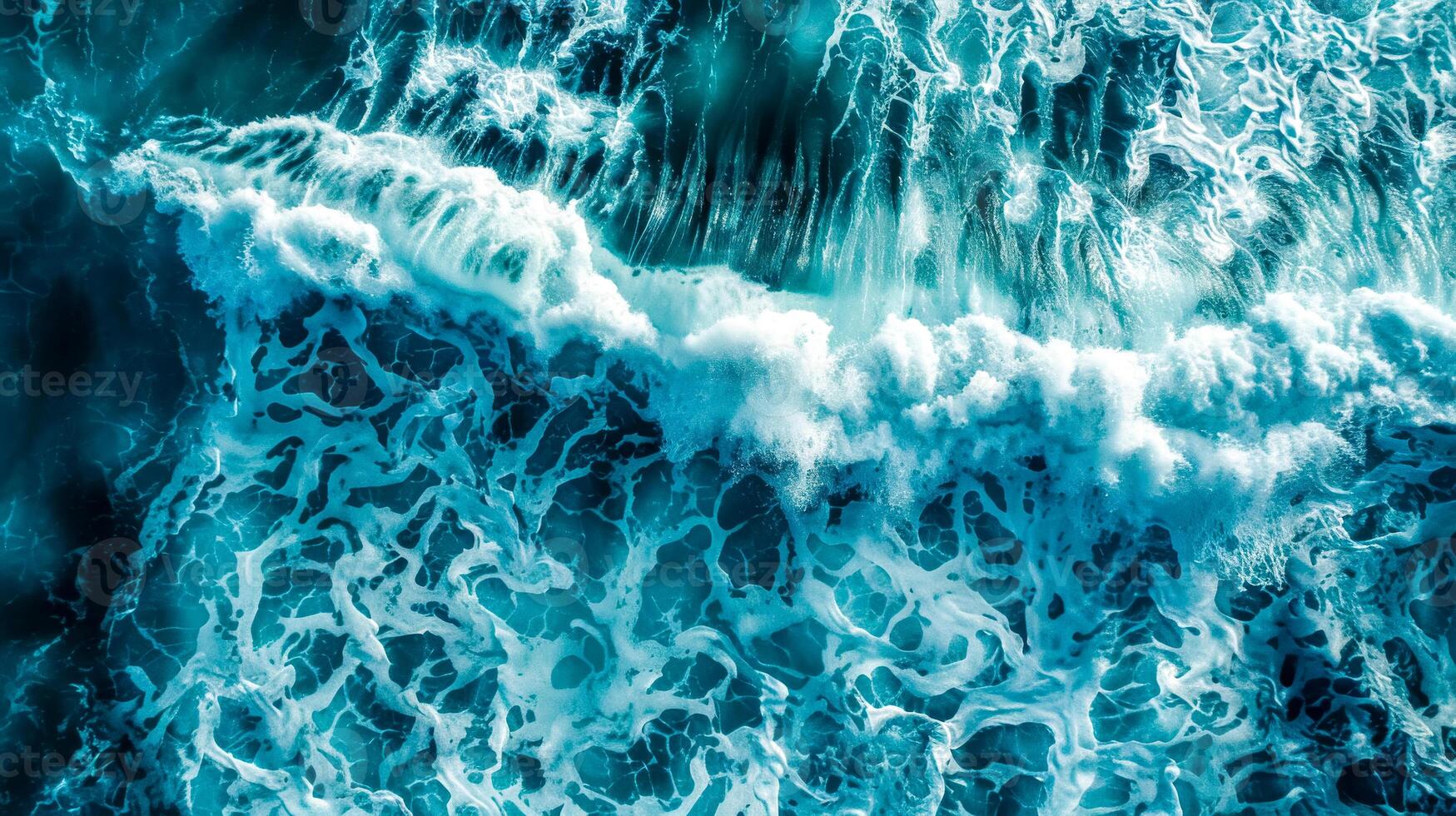 AI Generated Crystalline ocean waves from above photo