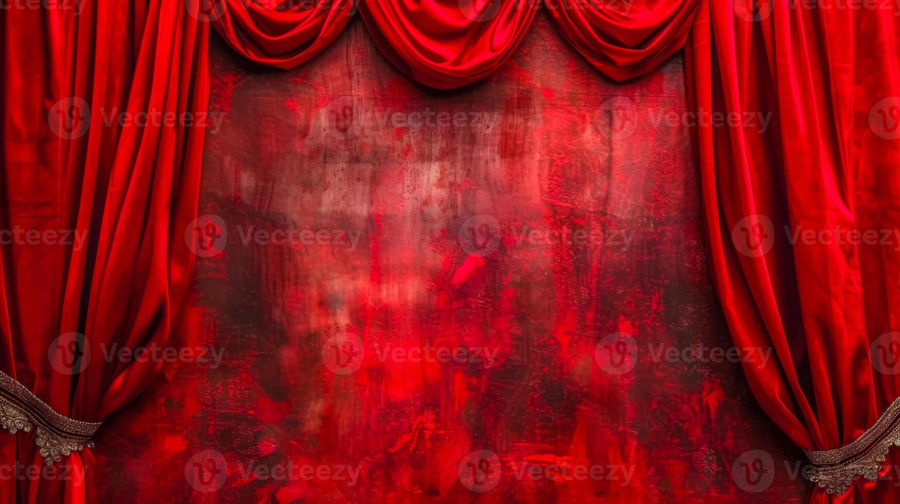 AI Generated Luxurious red theater curtains background photo