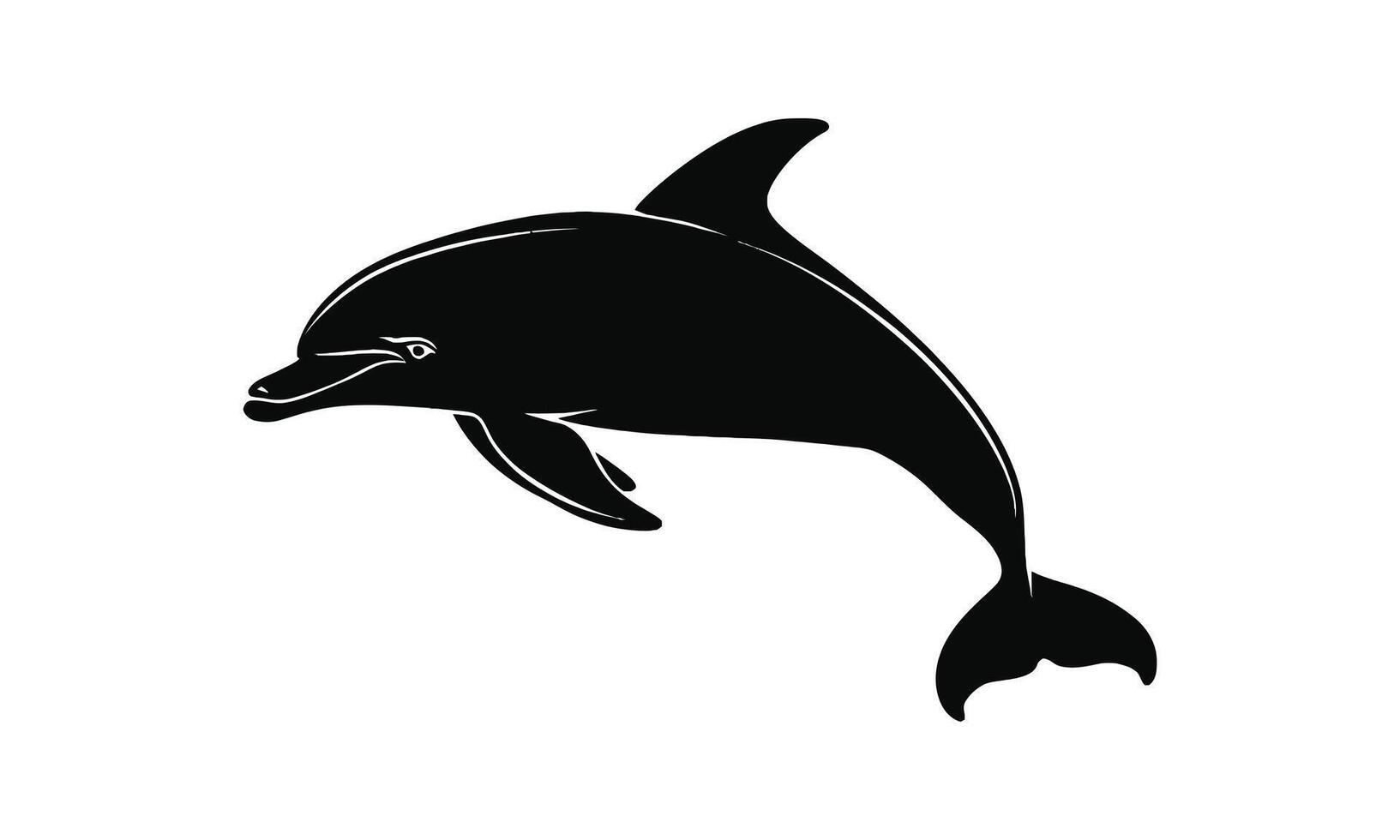 AI generated vector dolphin black silhouette background