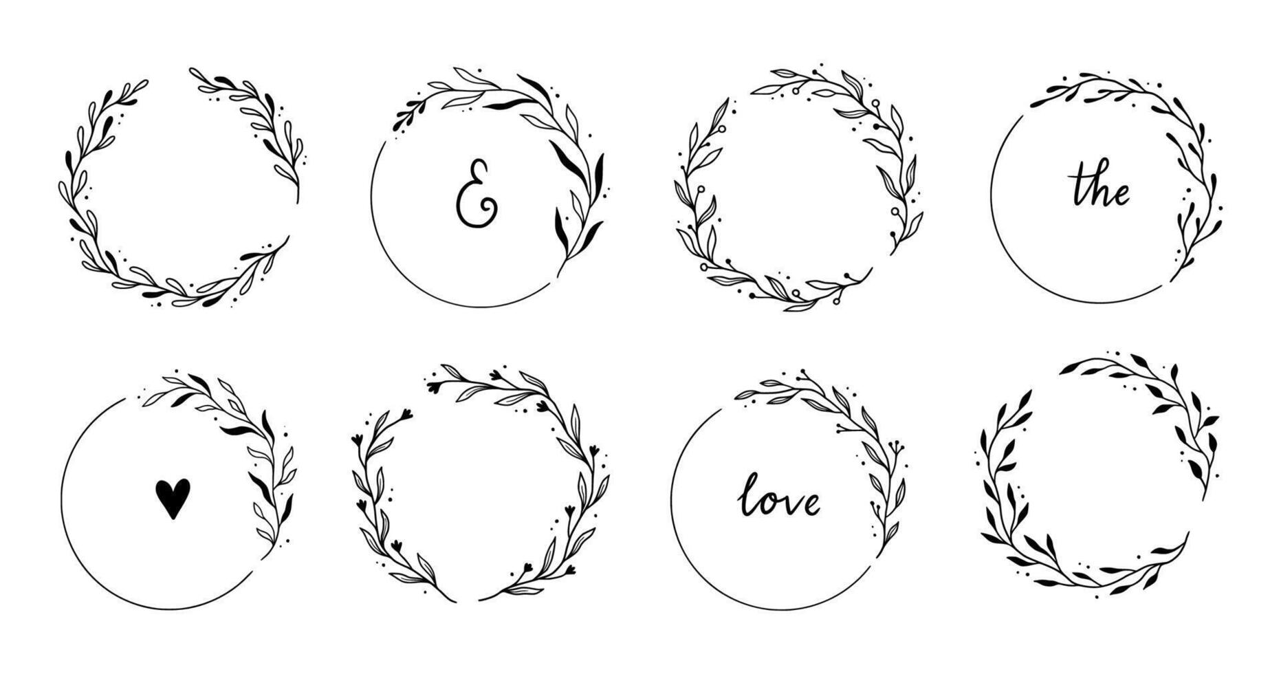 Wreath leaf circle border frame vector