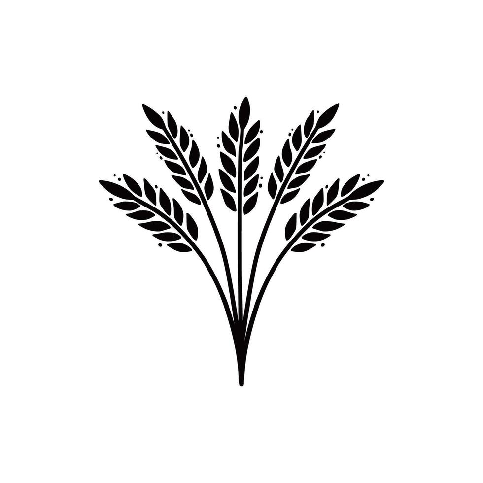 Wheat, barley, rice icon. Hand drawn vector