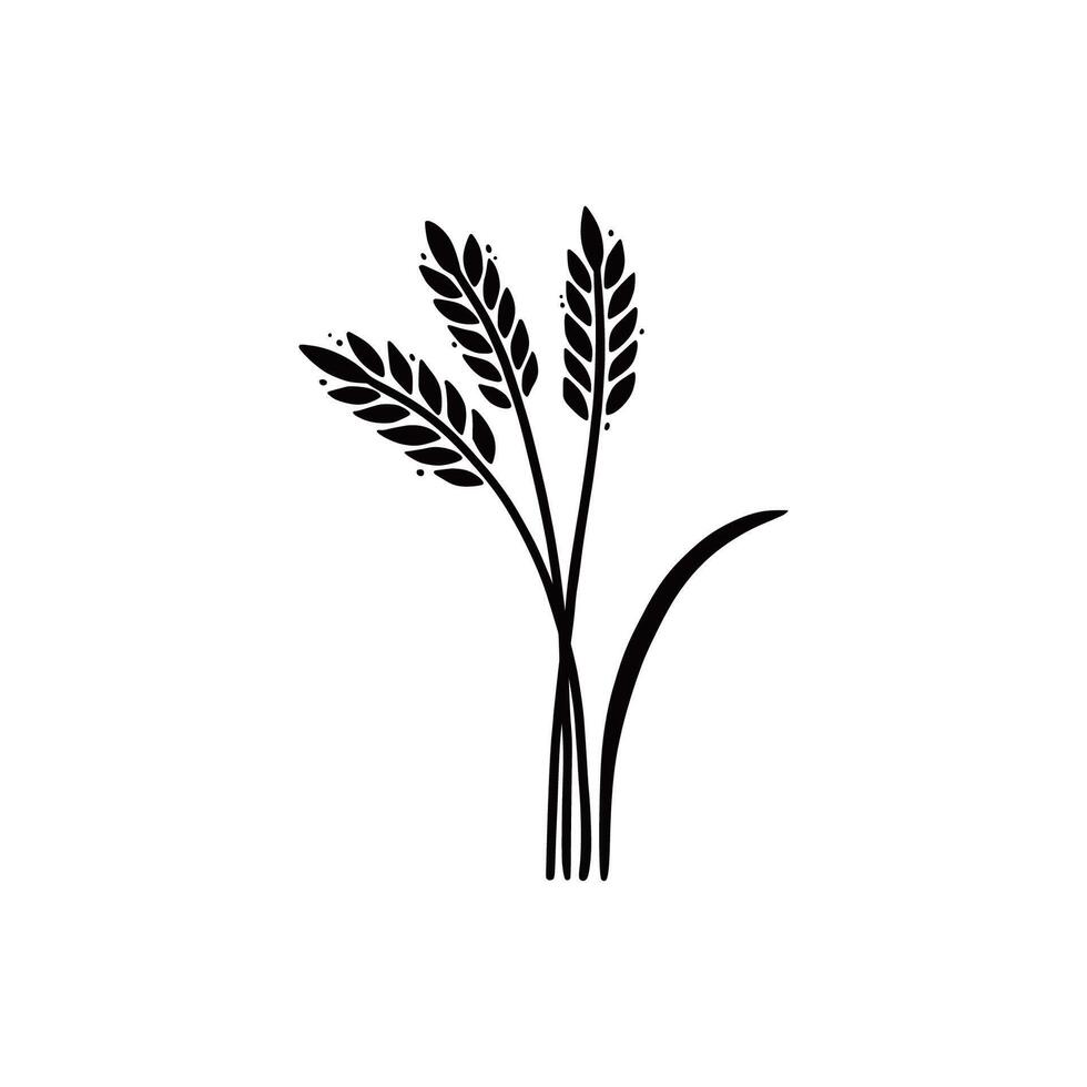 icono de trigo, cebada, arroz. dibujado a mano vector