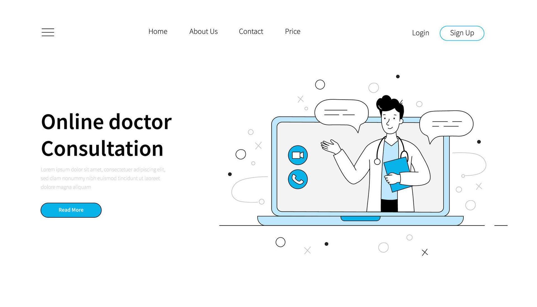 Online doctor, virtual medicine health template vector