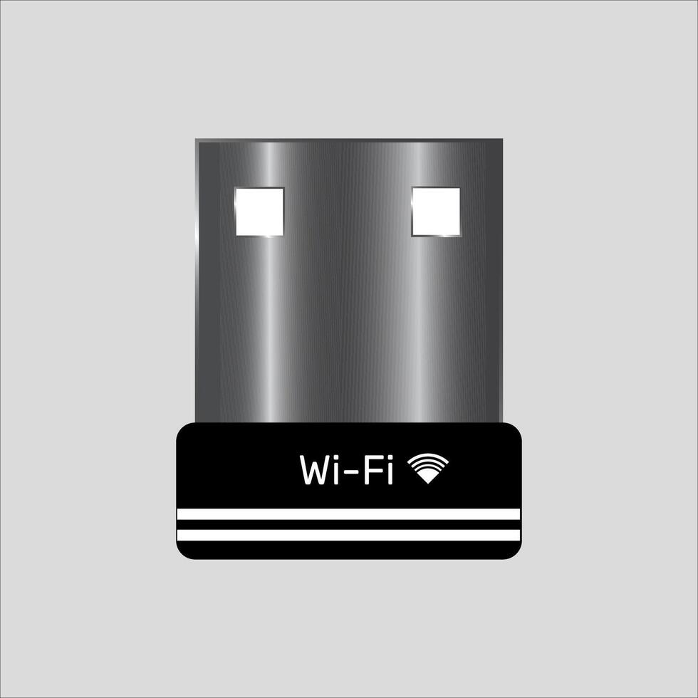 A Black colored high speed portable mini Wi-Fi adapter for modern desktops Vector, icon, illustration and symbols vector