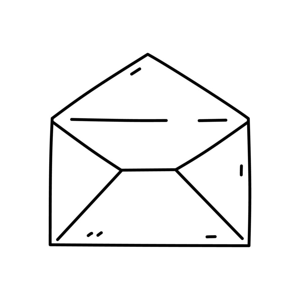 Open envelope isolated on a white background. Vector hand-drawn illustration in doodle style. Perfect for cards, decorations, logo, various designs.