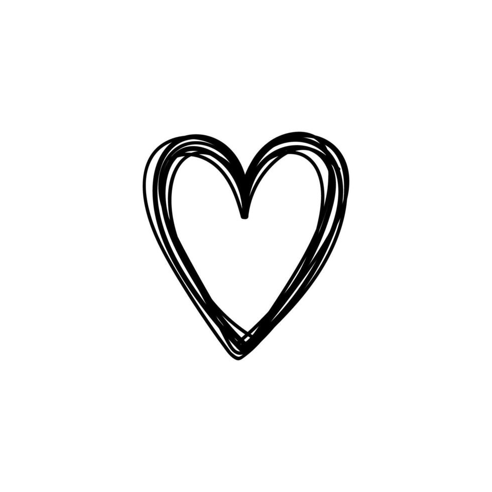 Doodle heart isolated on white background. Vector hand-drawn illustration. Perfect for Valentines Day designs, cards, decorations.