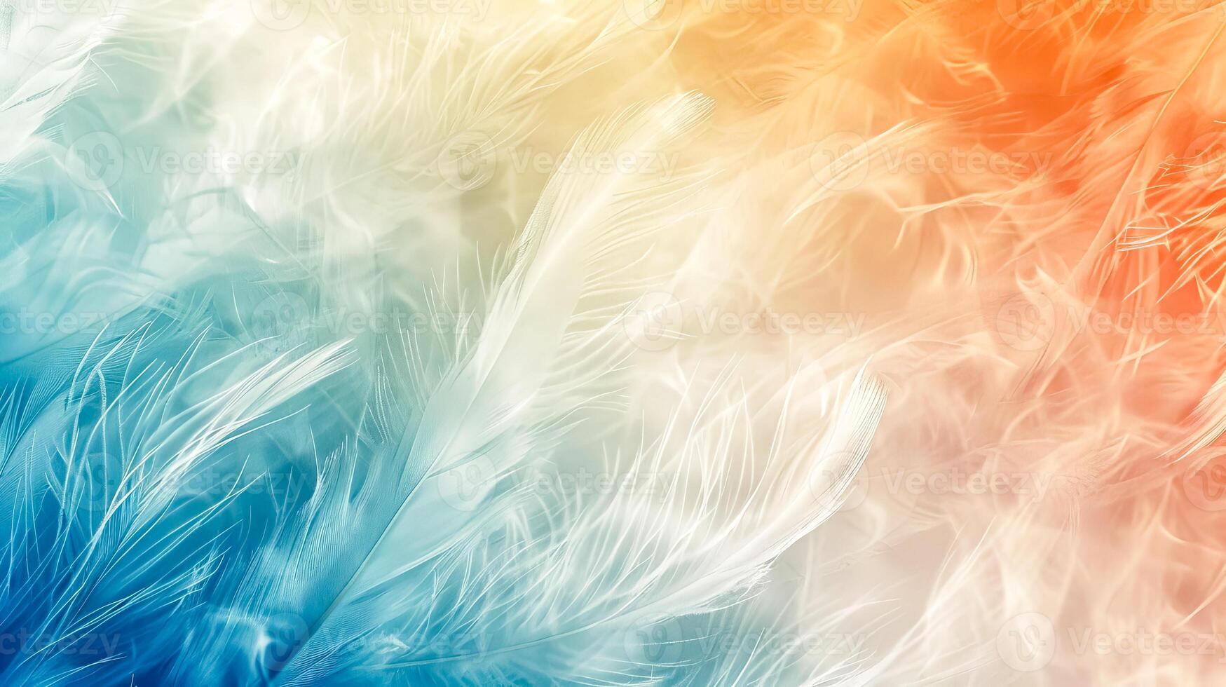 AI Generated Vibrant and soft feathers in a close-up with a dreamscape quality photo