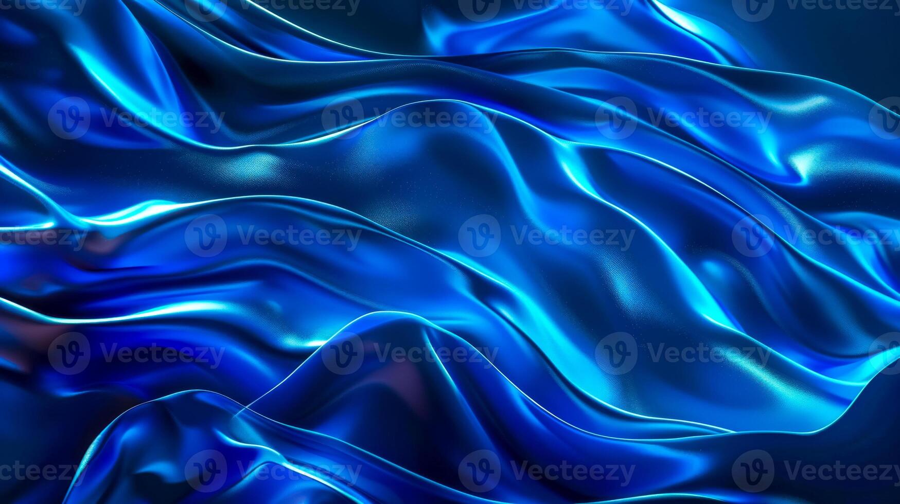 AI Generated Abstract blue silk waves texture photo