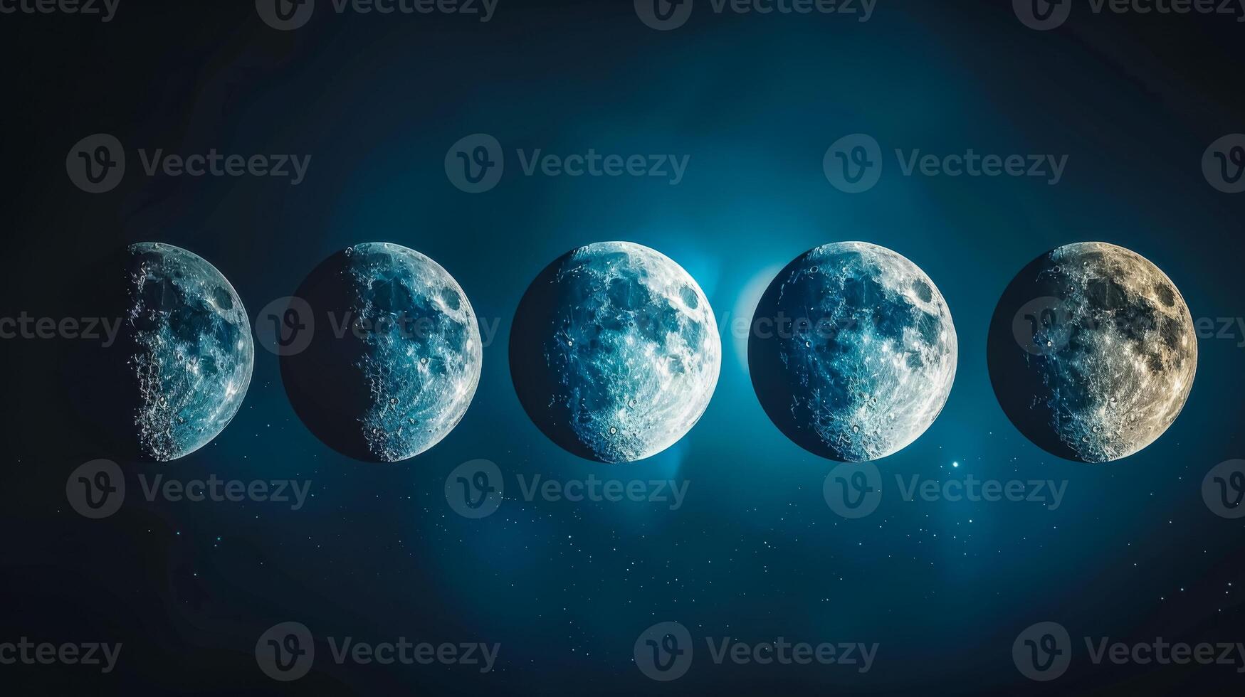 AI Generated Phases of the moon sequence against starry sky photo