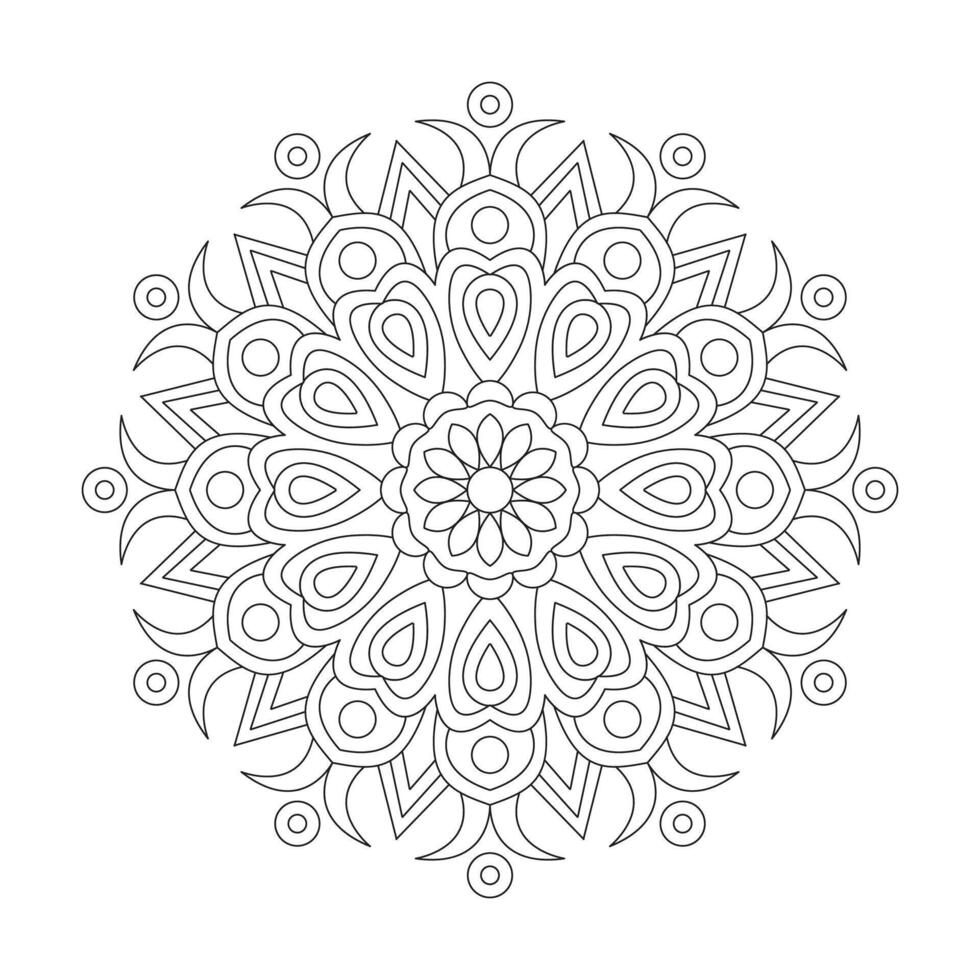 mandala decorativo redondo ornamento para colorante libro página, vector