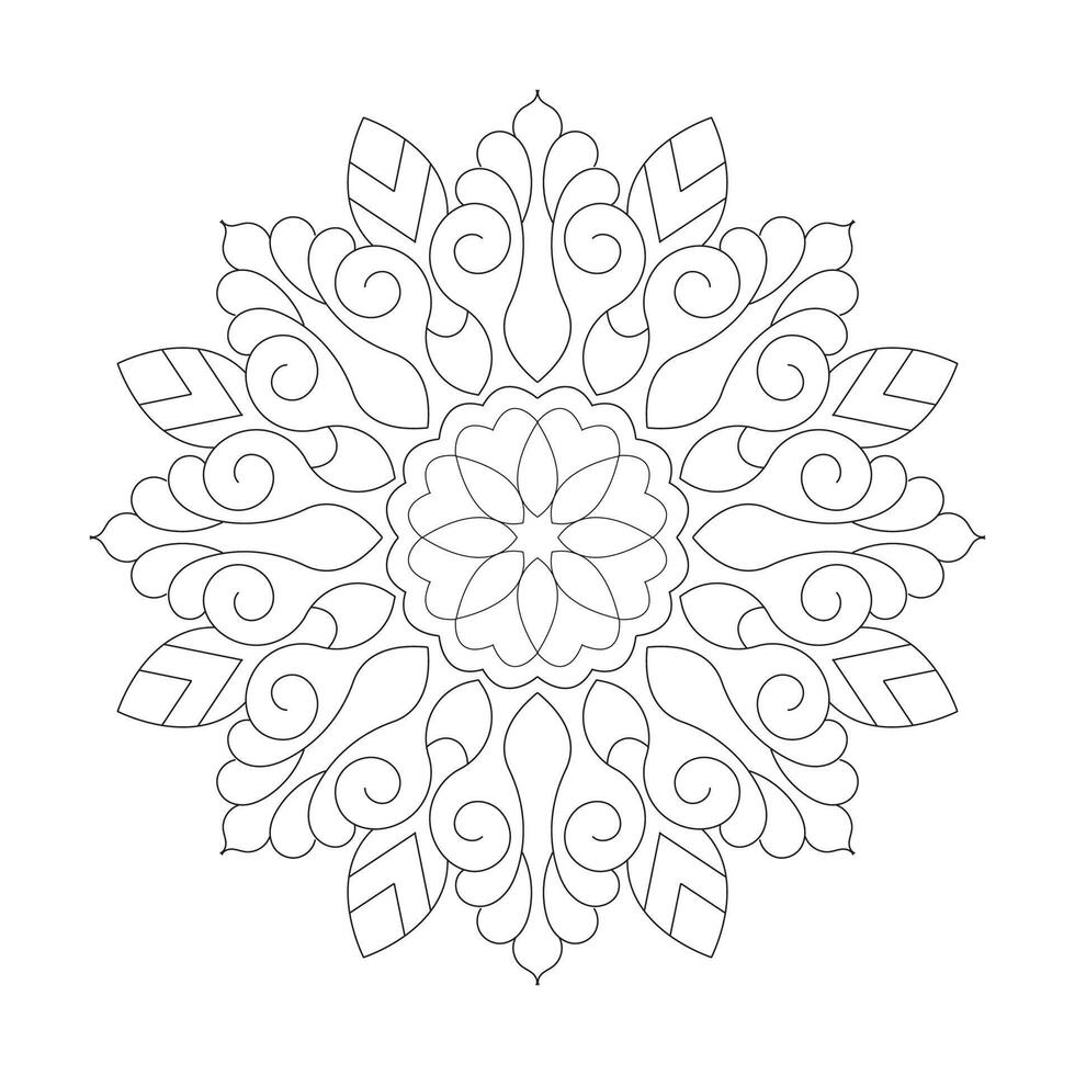 Floral easy design Mandala Coloring book page vector file