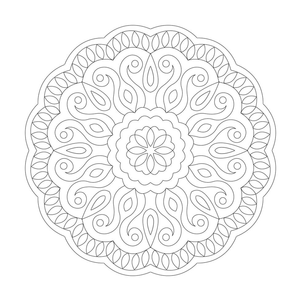 Mandala Floral easy design Coloring book page vector file