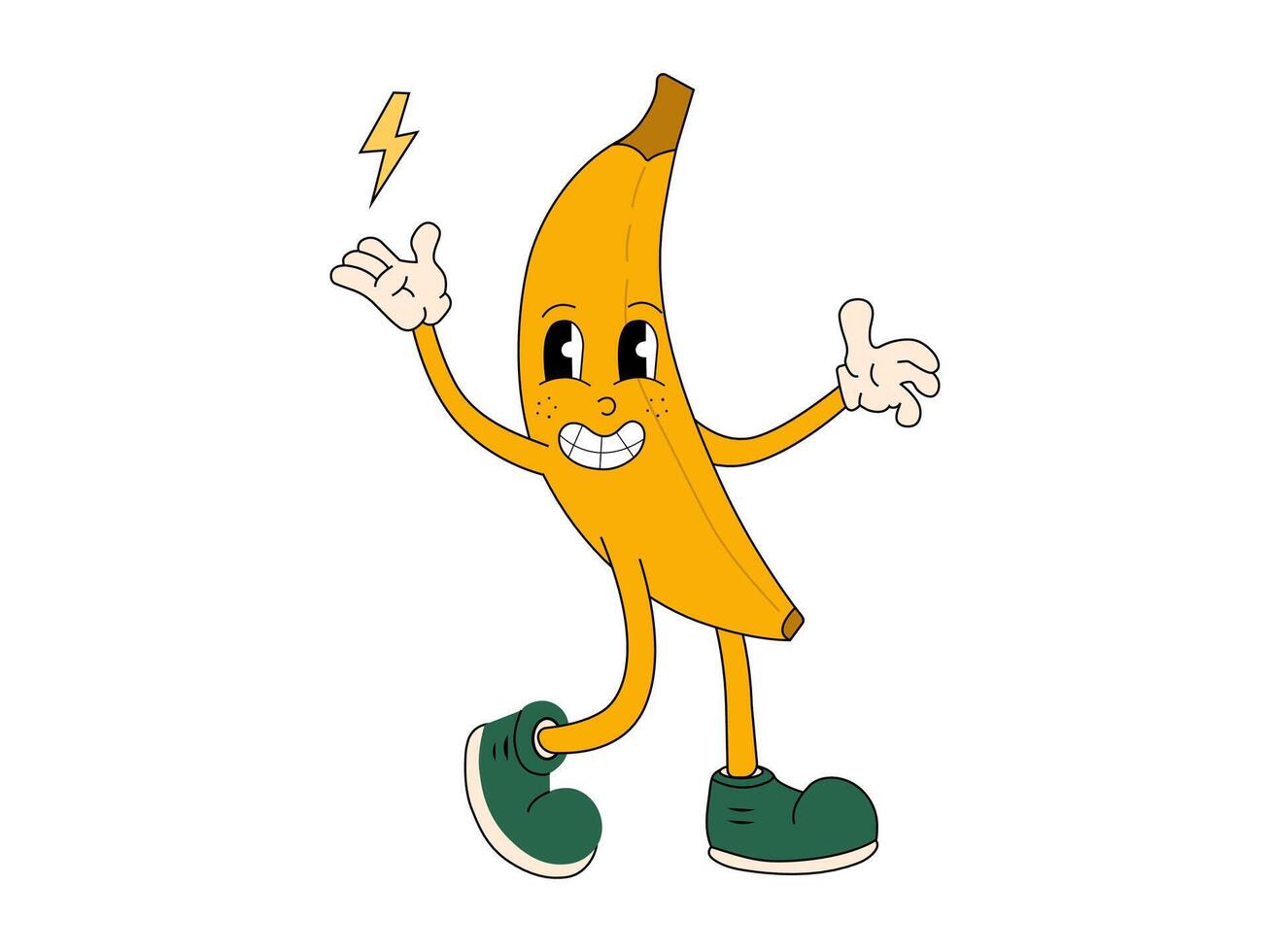 cartoon of a banana fruit icon isolated. Groovy character vector illustration.