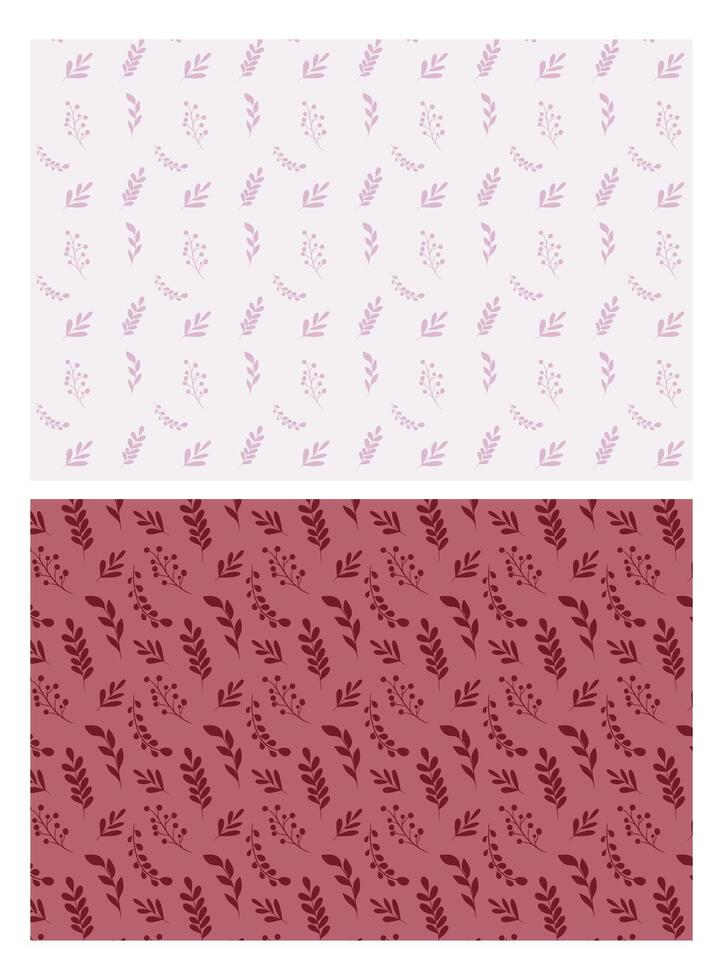 Set of decorative plant patterns. Seamless vector patterns with plant leaves