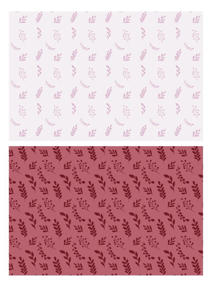 Set of decorative plant patterns. Seamless vector patterns with plant leaves