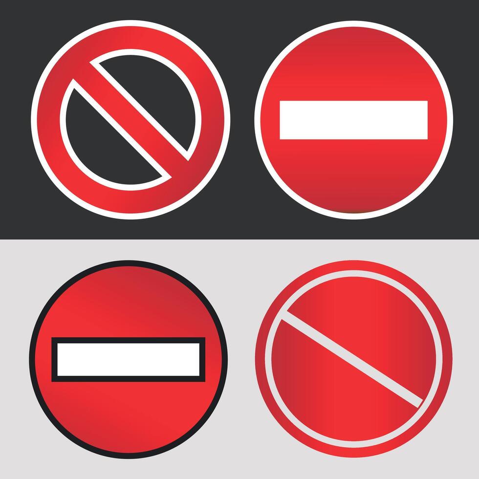 Set stop red sign icon with white hand, do not enter. Warning stop sign stock vector