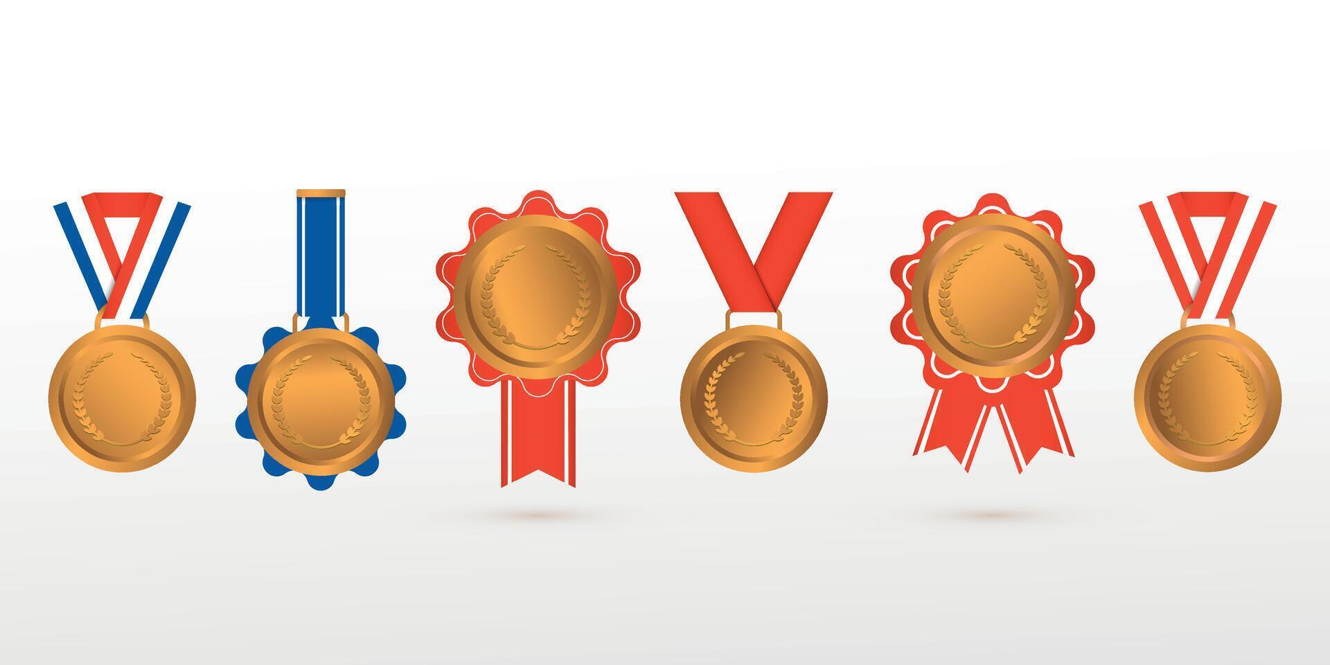 Set of Bronze medal vector