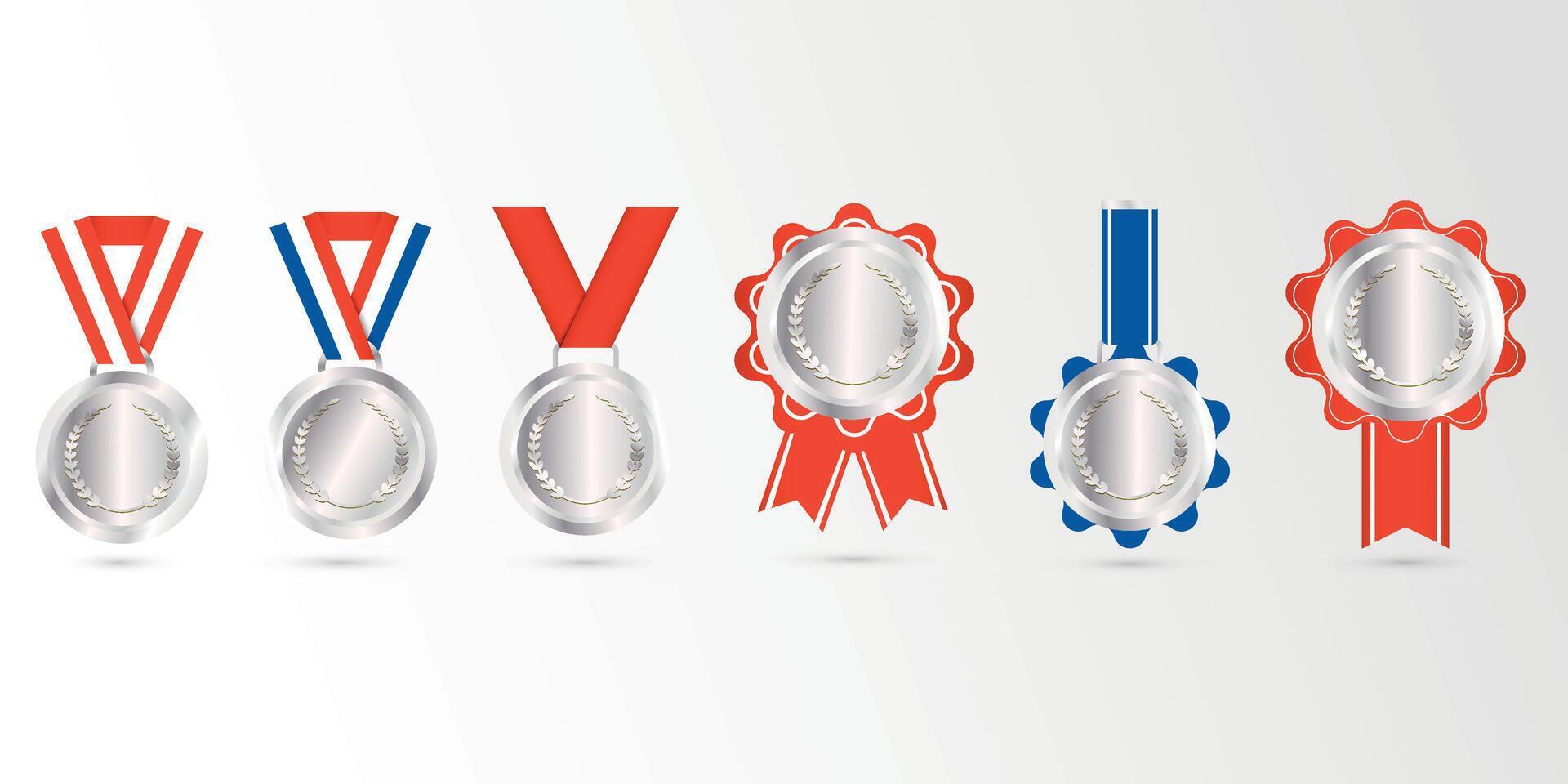 Set of Silver medal vector