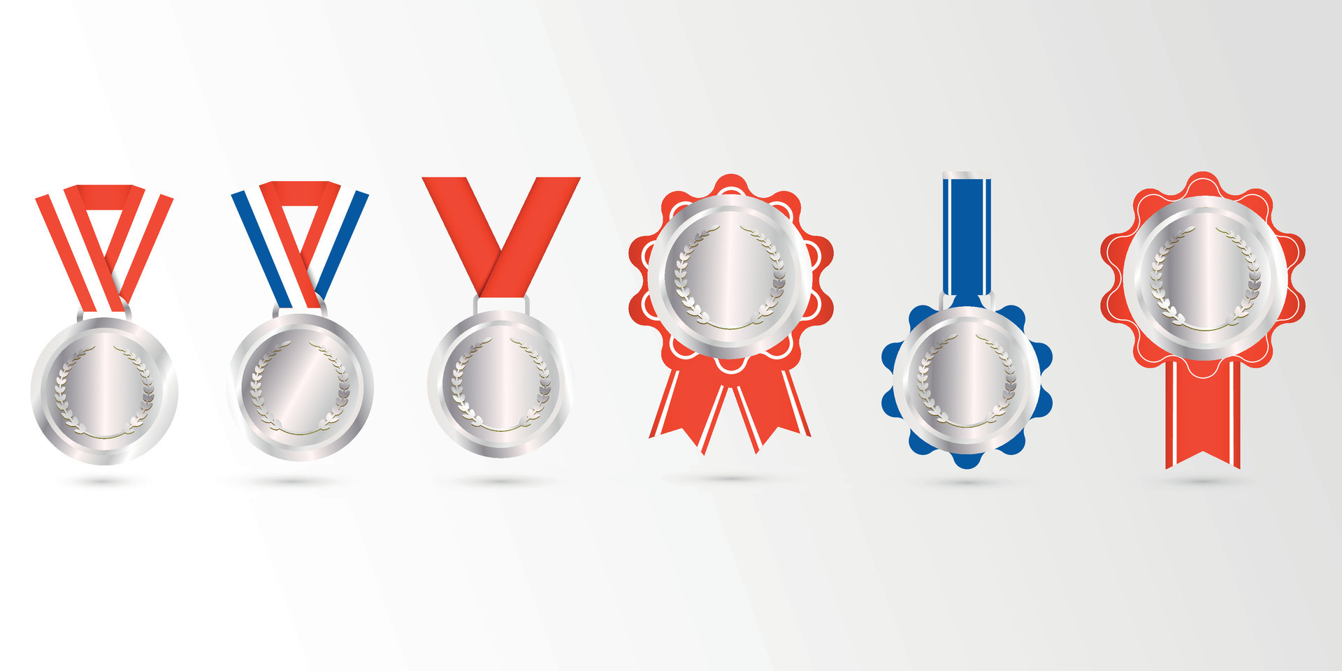 Set of Silver medal 41388855 Vector Art at Vecteezy