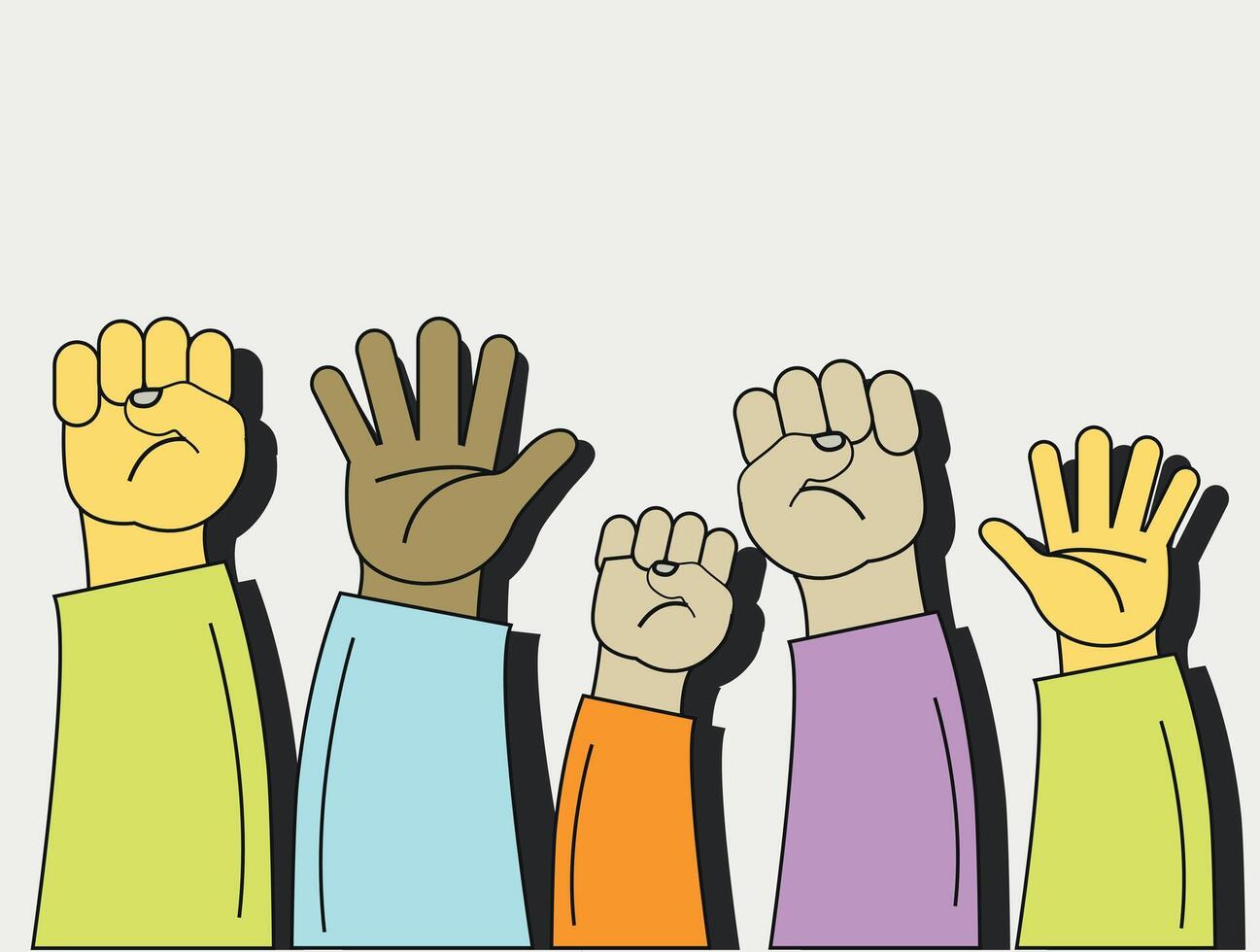 Clenched fist held in protest vector. Rising Hand Stock Illustrations. Cartoon Hand vector