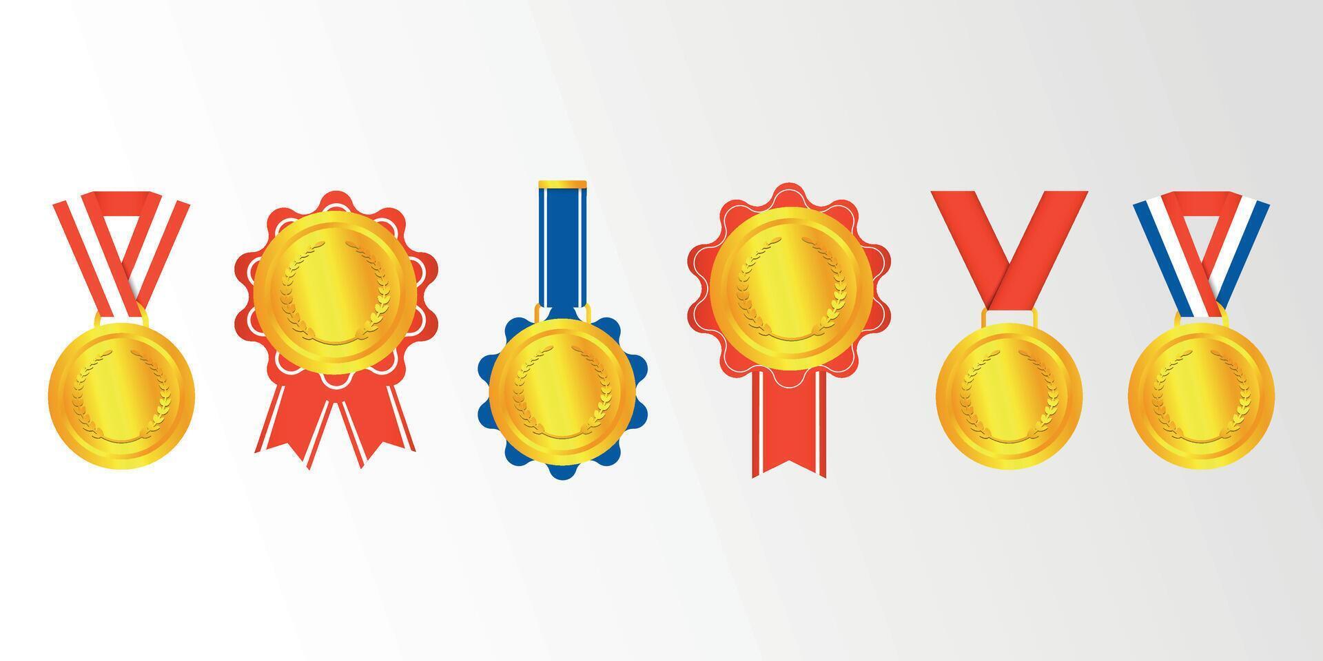 Set of Gold medal vector