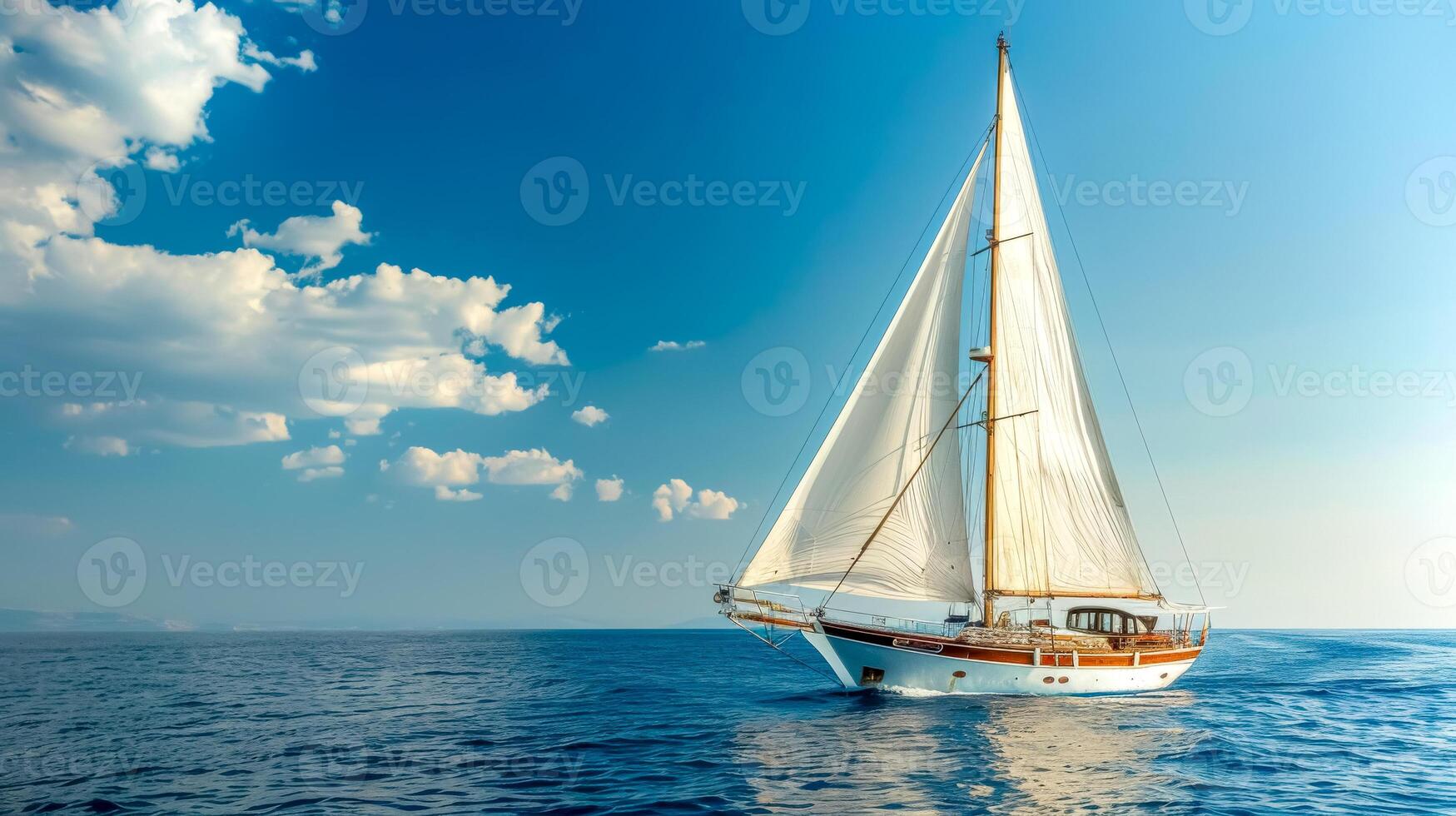 ai generado elegante velero crucero en sereno mar foto