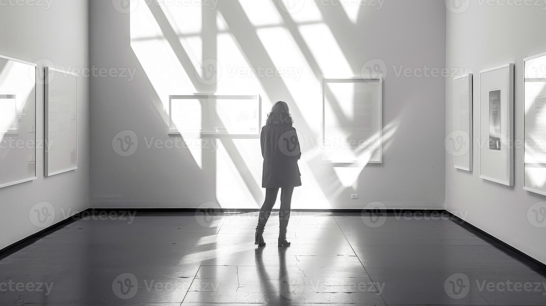 AI Generated Silhouette of a person in a modern art gallery photo