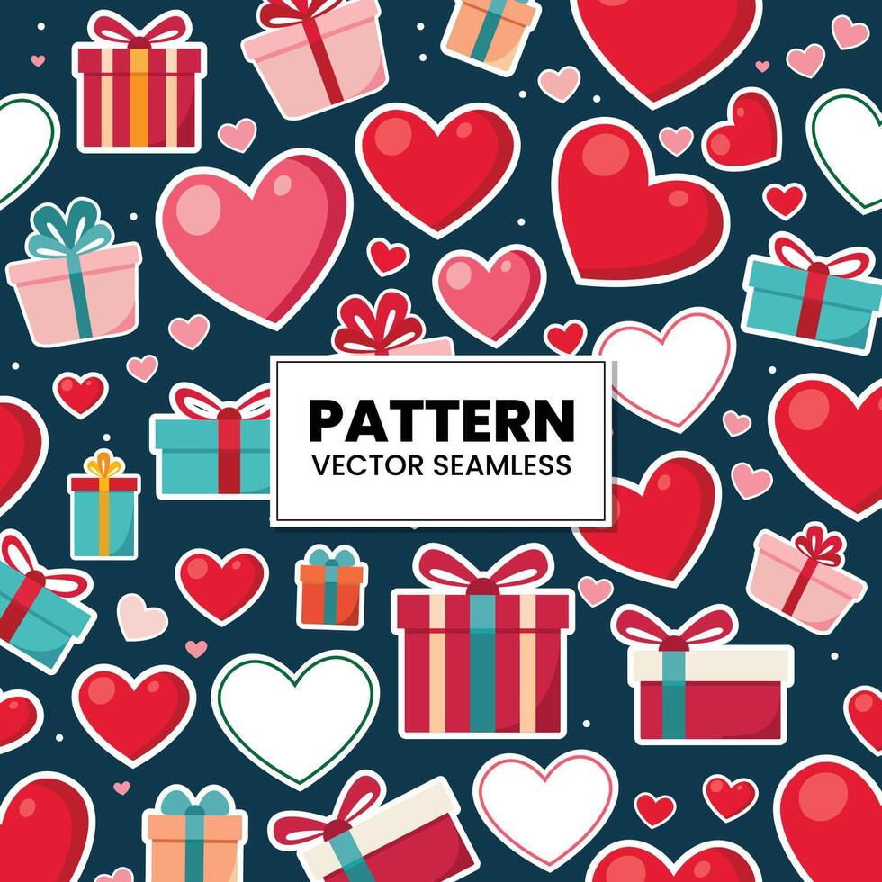 Hearts and Gifts Seamless Vector Pattern Background Valentine Background Vector Illustration.