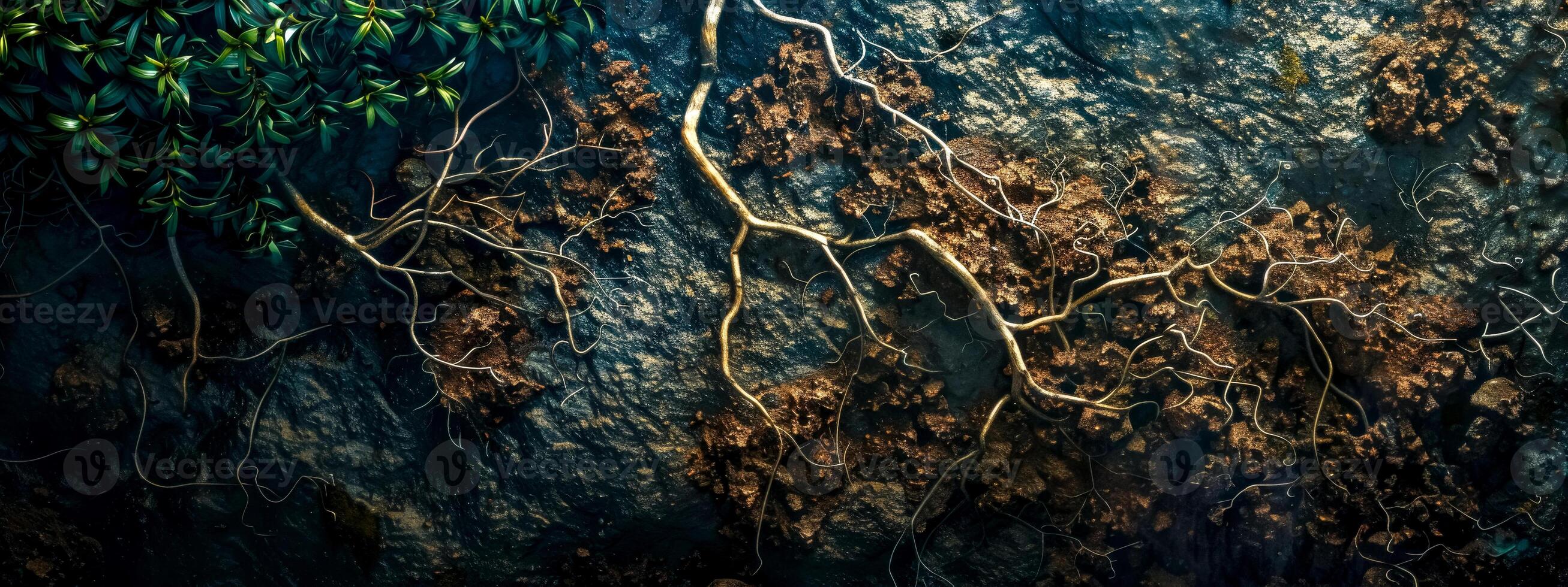 AI Generated Enigmatic aerial roots on textured backdrop photo