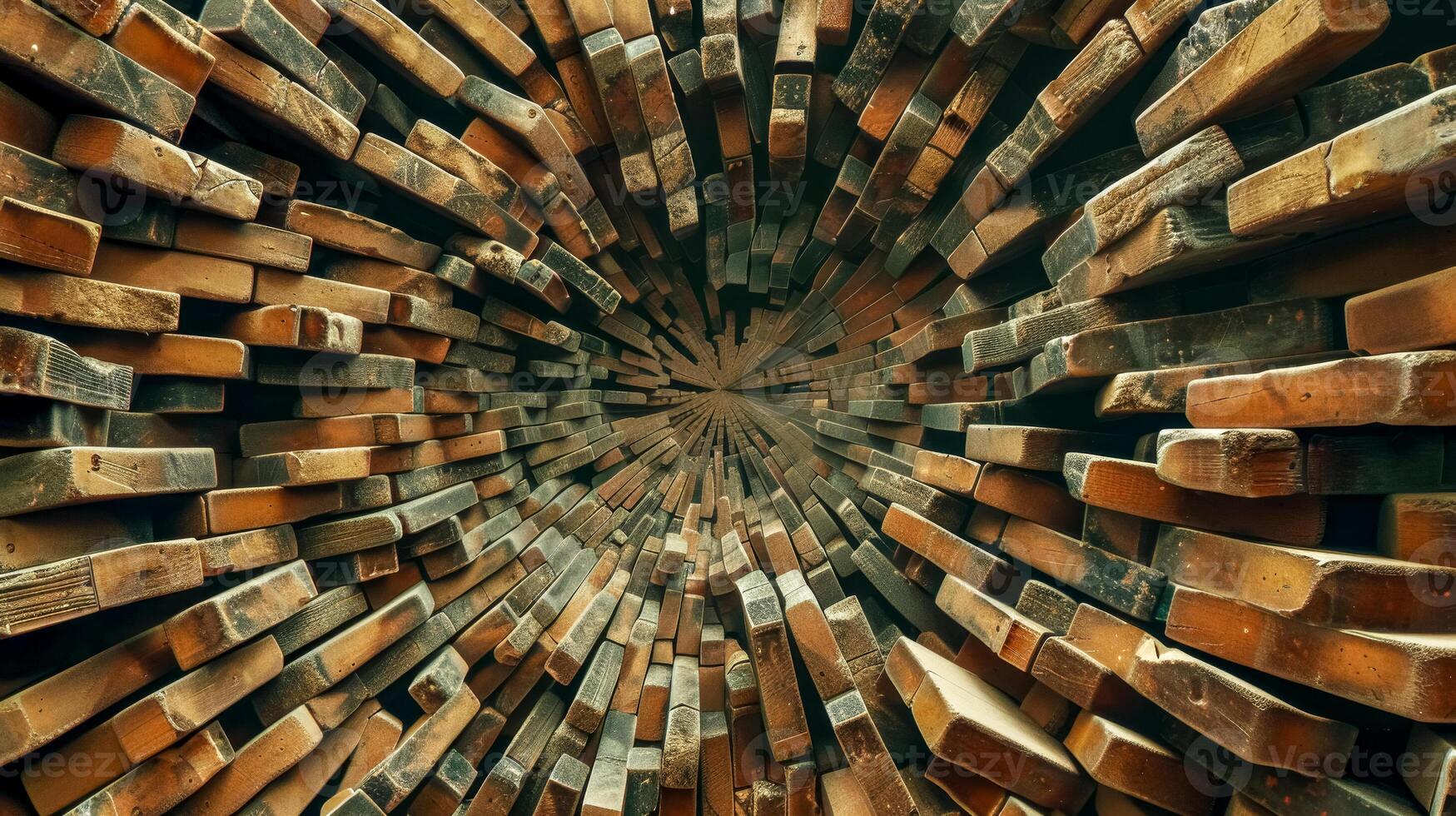 AI Generated Tunnel vision - abstract wooden bricks perspective photo