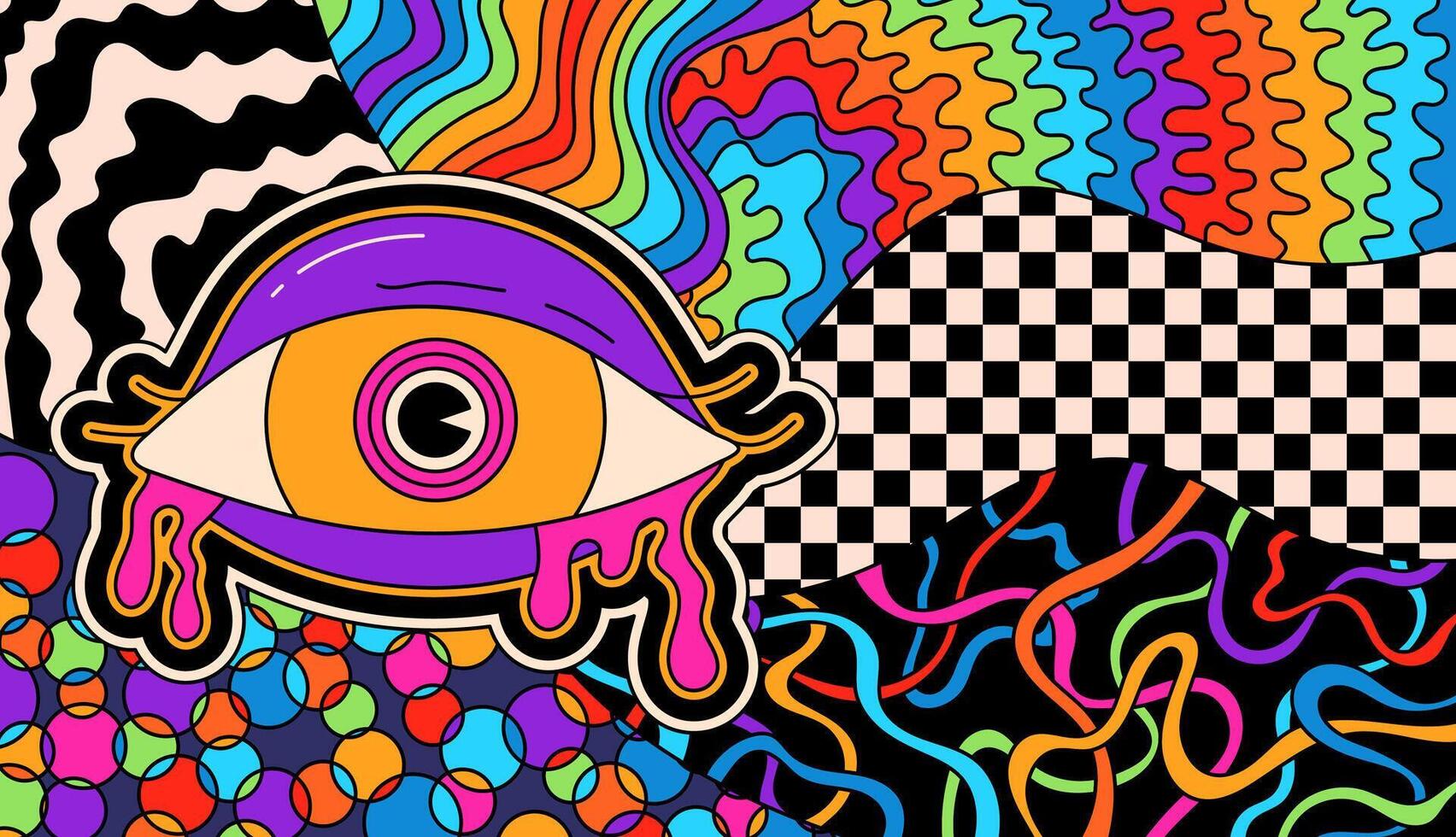 Abstract hippie decor. vector