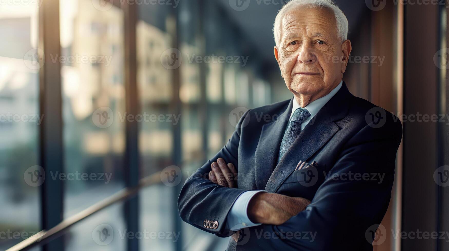 AI generated Financial Success, Managing with Wisdom, Mature Business Executive, Confident CEO, Generative AI photo