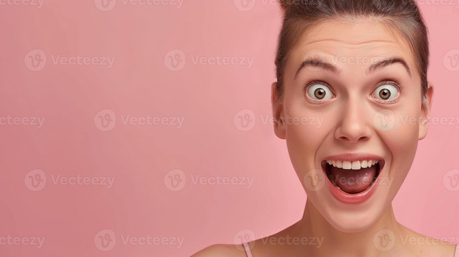 AI generated Happiness Overload, Surprised and Excited Young Woman with Copy Space, Generative AI photo