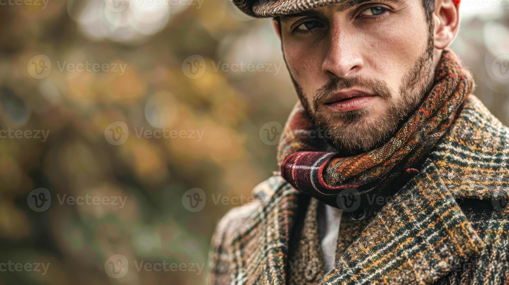 AI Generated Confident man in autumn attire photo