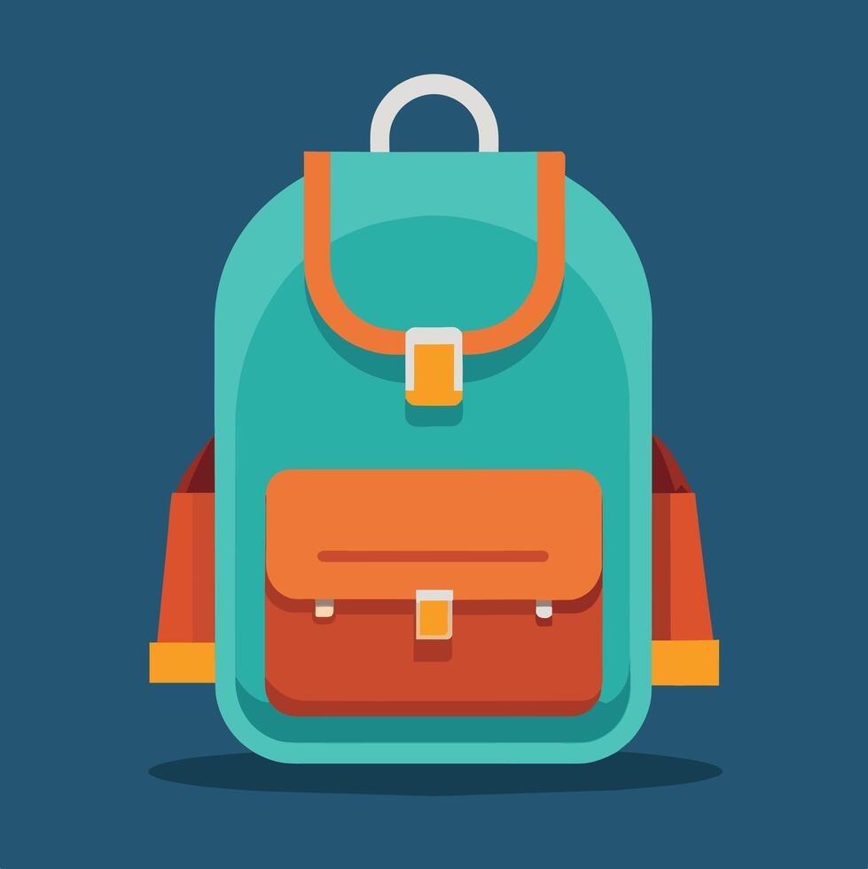 Flat Design Backpack on Solid Background vector