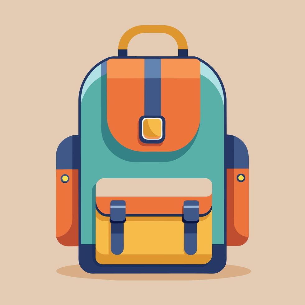 Flat Design Backpack on Solid Background vector